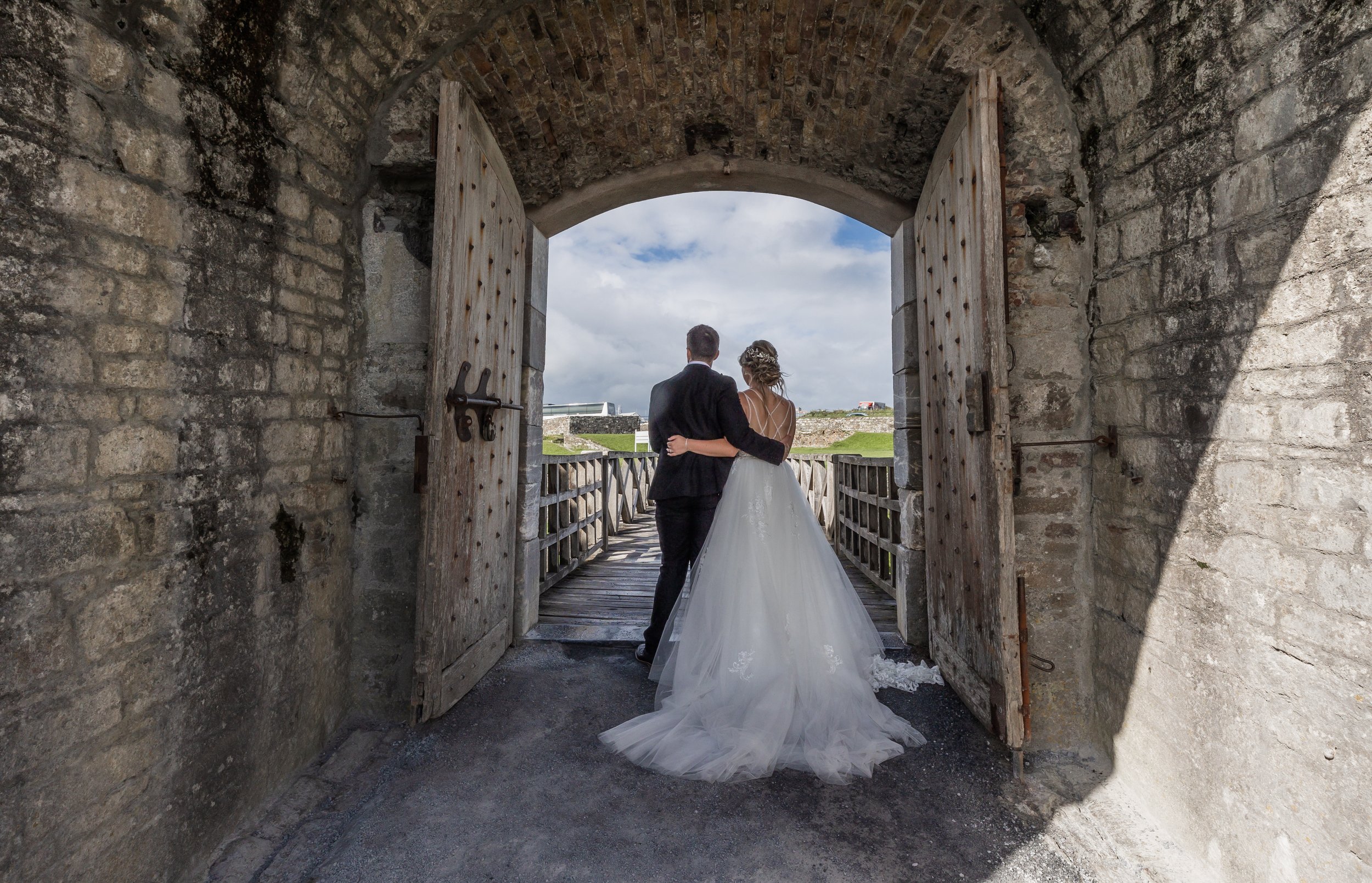 Bride and groom sharing a romantic moment at Kinsale Hotel, Cork – JOD Photography