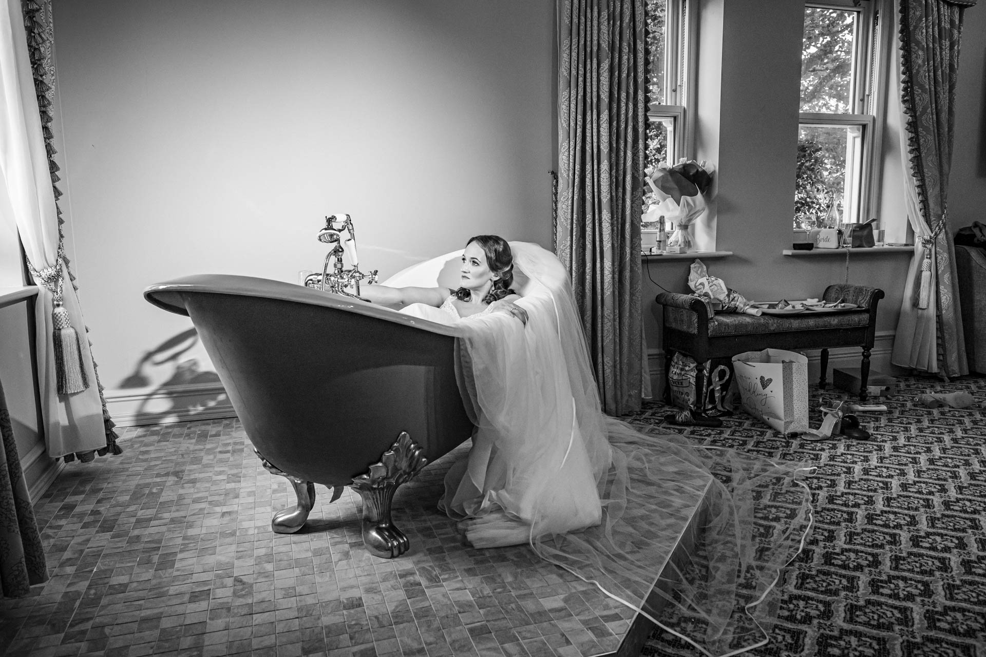 Bride and groom walking through the lush green fields of Killarney, Kerry, JOD'Photography
