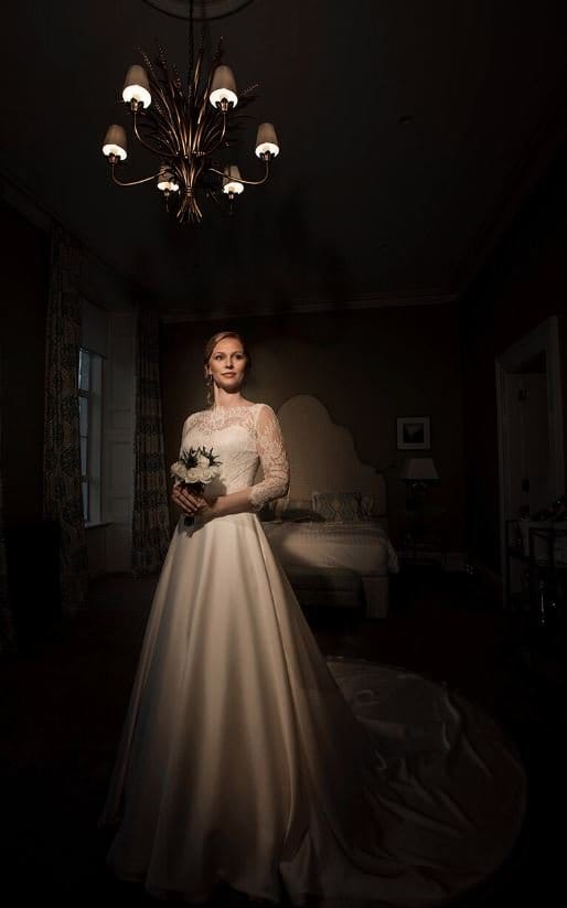 Reflective lake wedding portrait at Castlemartyr – JOD Photography