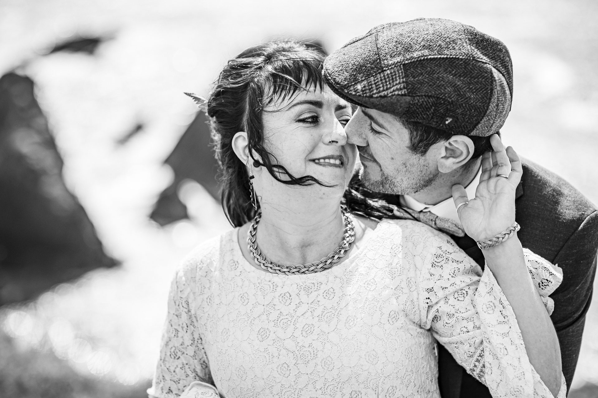 Groom smiling as his bride walks down the aisle at Killarney, Kerry, JOD'Photography