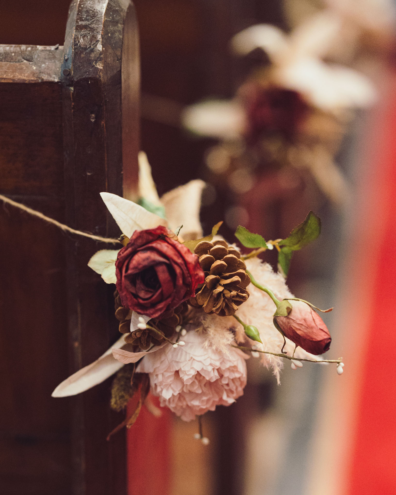 Wild flowers decorating the seats in a West Cork Church Ireland