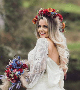 Wild wedding flowers and stunning wild Bride at Cork Wedding venue captured by - JOD'Photography