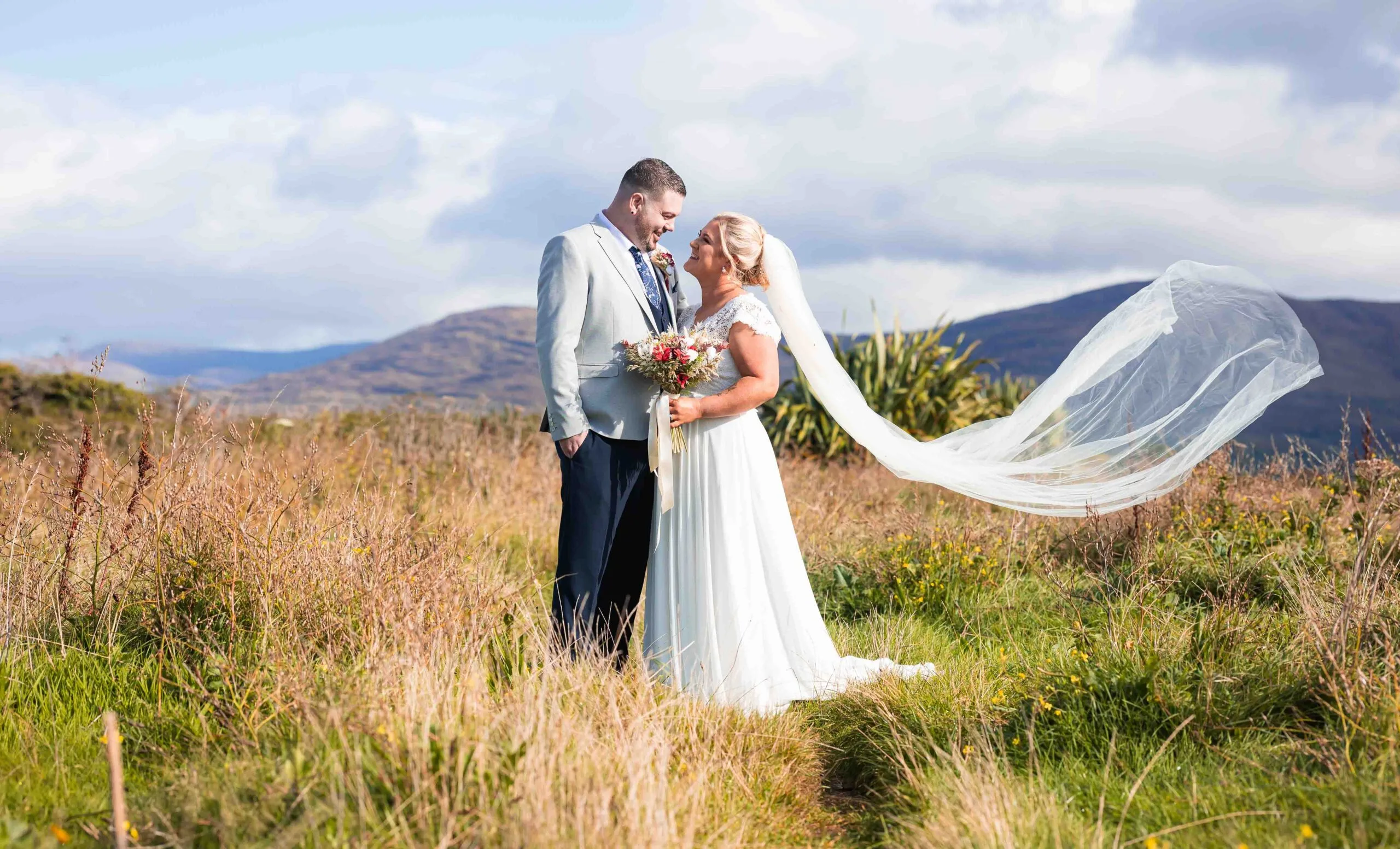 Bride and groom walking down the aisle in Kenmare - JOD'Photography
