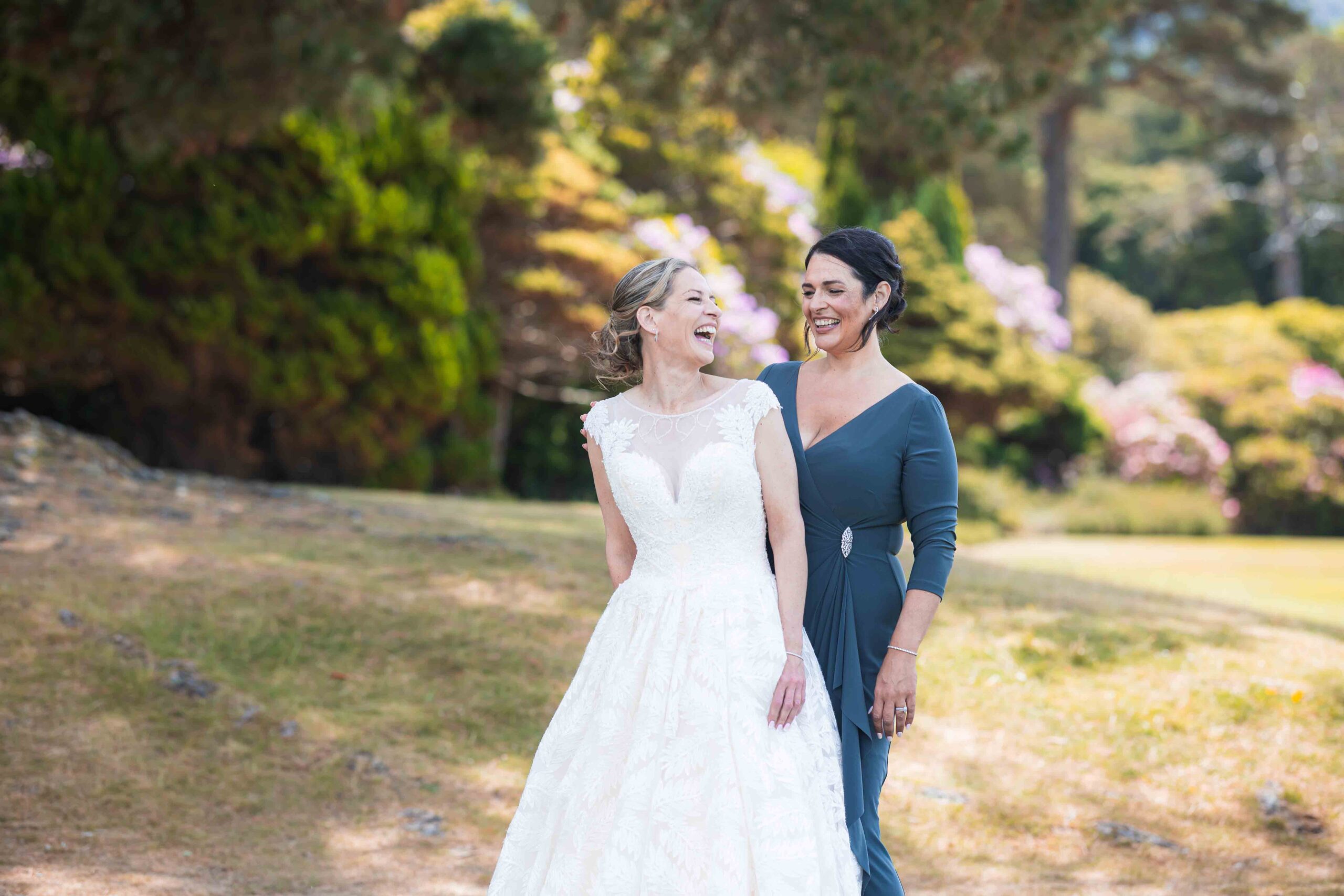 Brides dress glowing in the Kerry sunlight JODPhotography