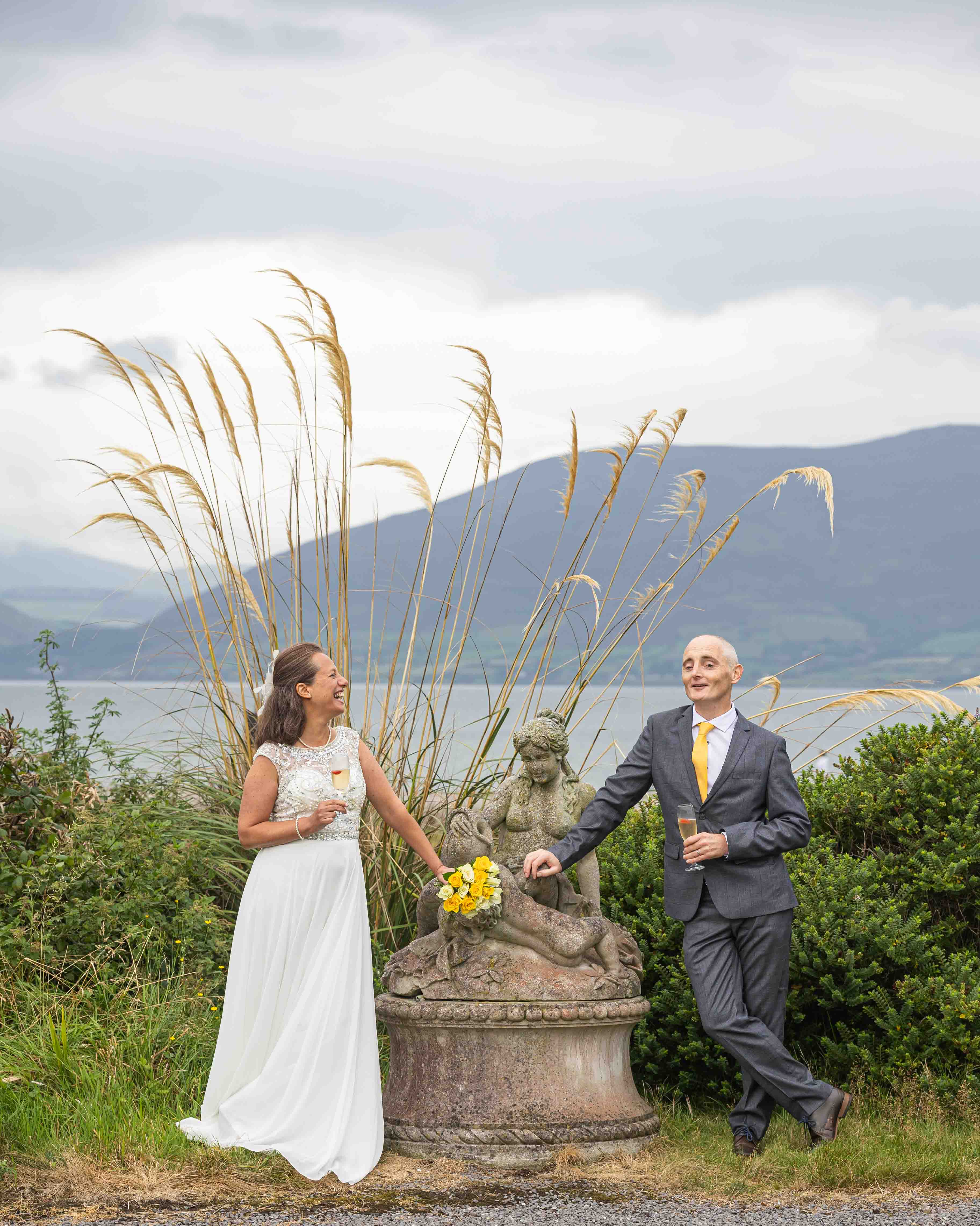 Bride and groom embracing during Kerry wedding – JOD Photography