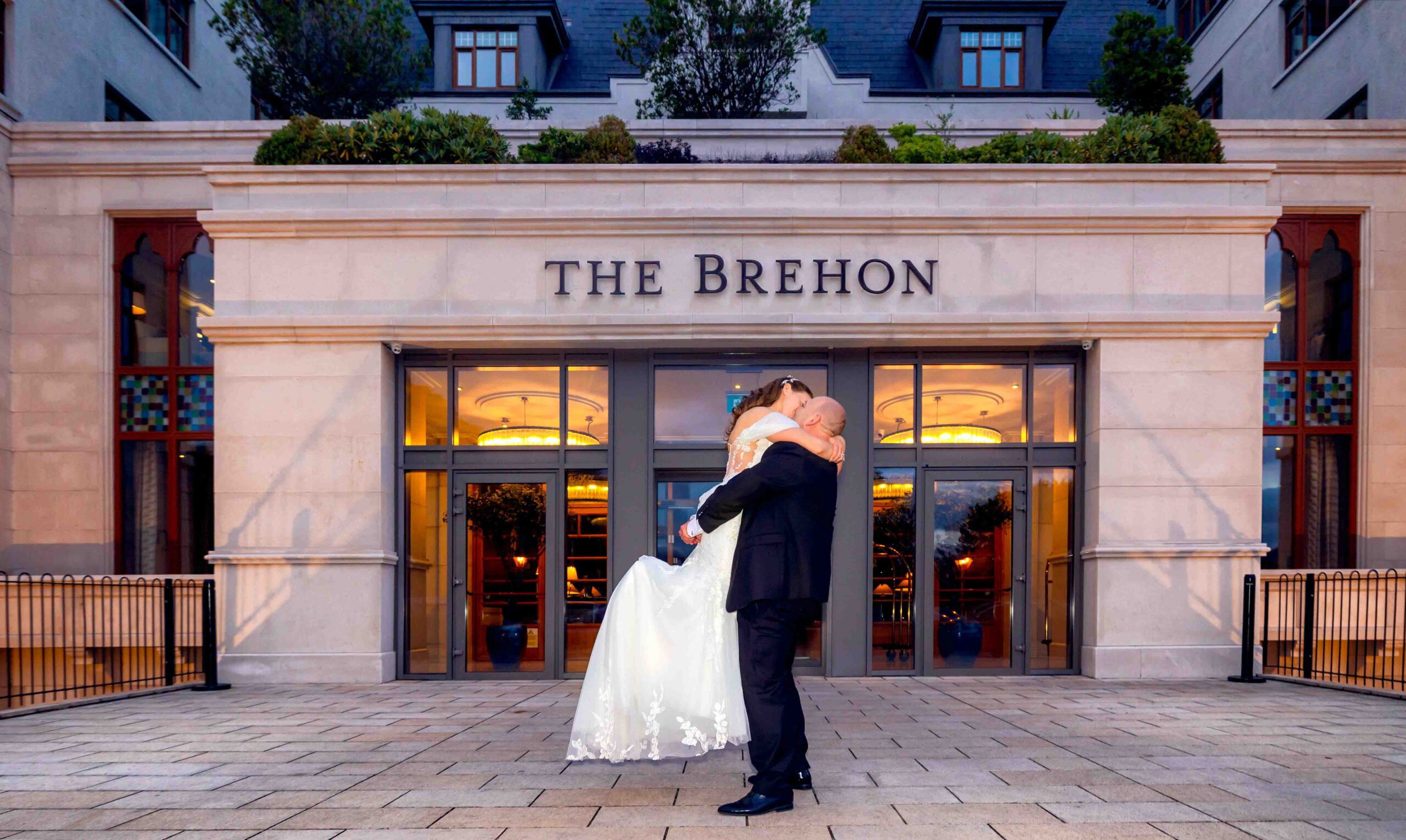The Brehon Hotel illuminated at night during the wedding JOD Photography