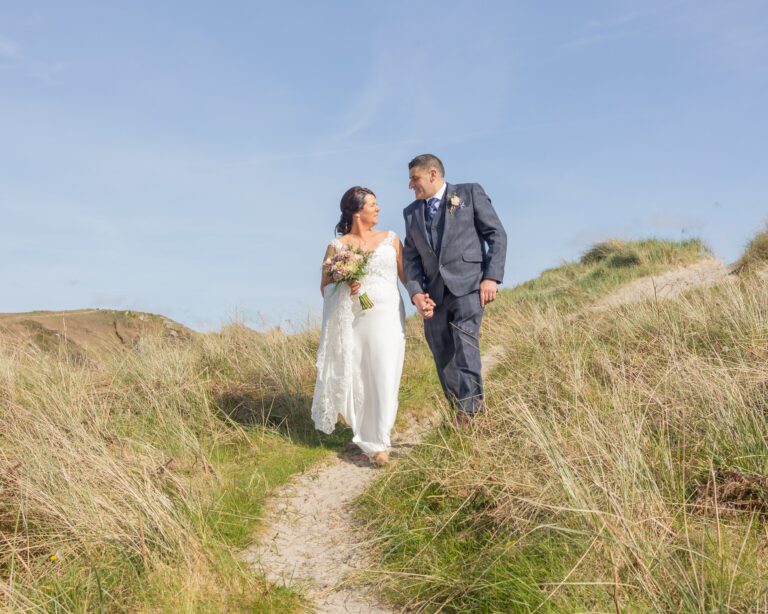 Orla and Paul exchanging vows at their Celtic Ross Hotel wedding in West Cork – JOD’Photography