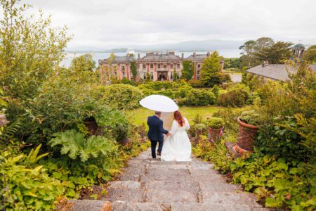 Wedding party outside Bantry House facade — JOD Photography