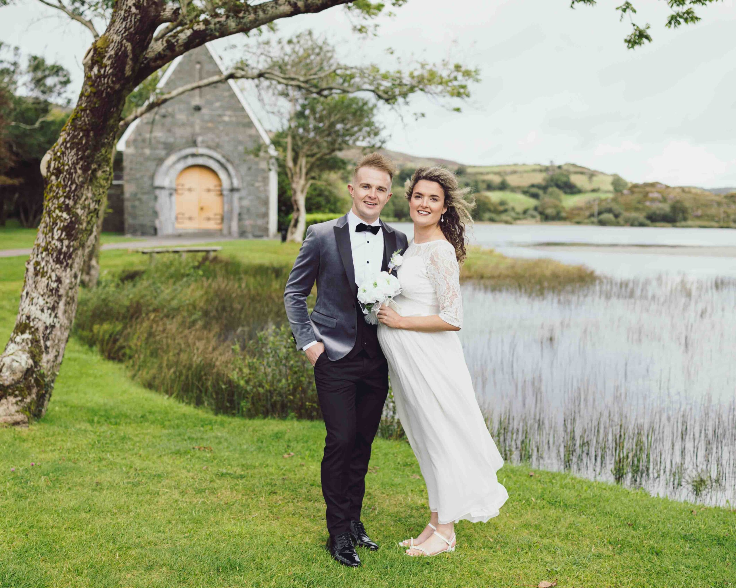 Windswept wedding moment at Gougane Barra lake — JOD Photography