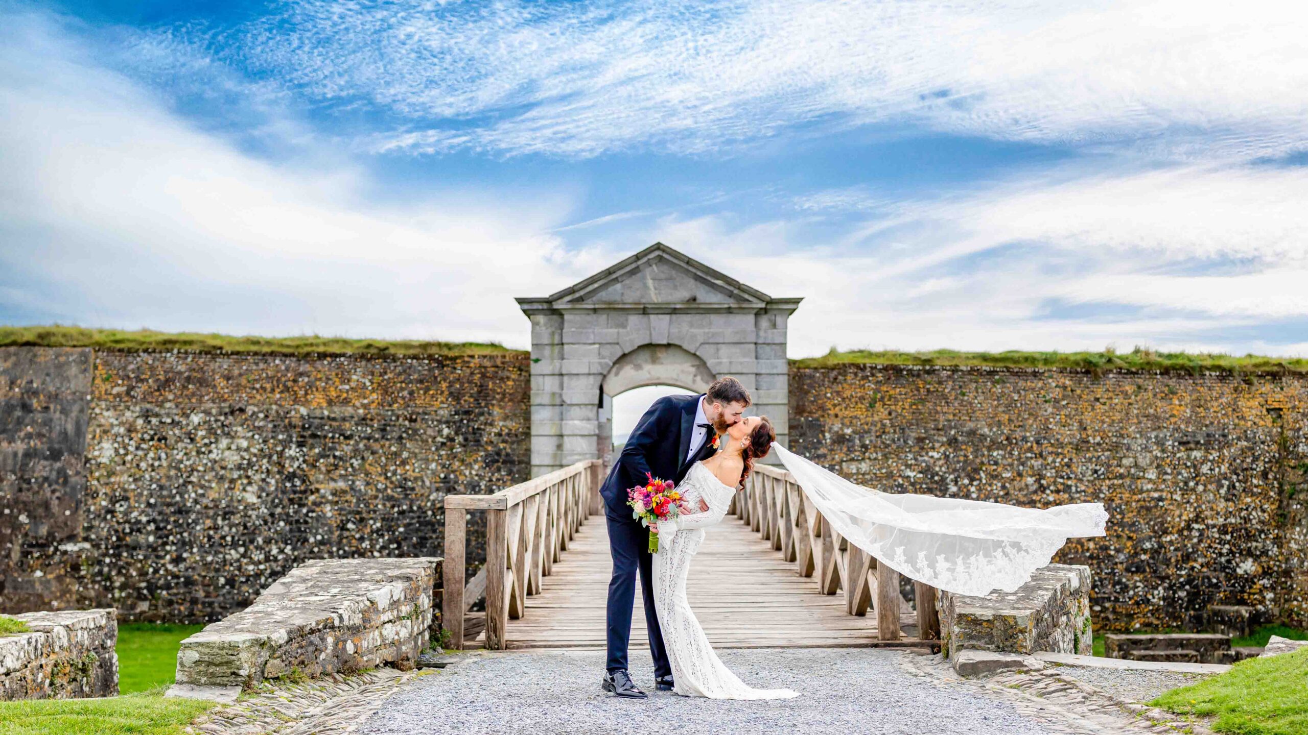 Wide shot of Charles Fort Kinsale — Cork wedding photographer — JOD Photography