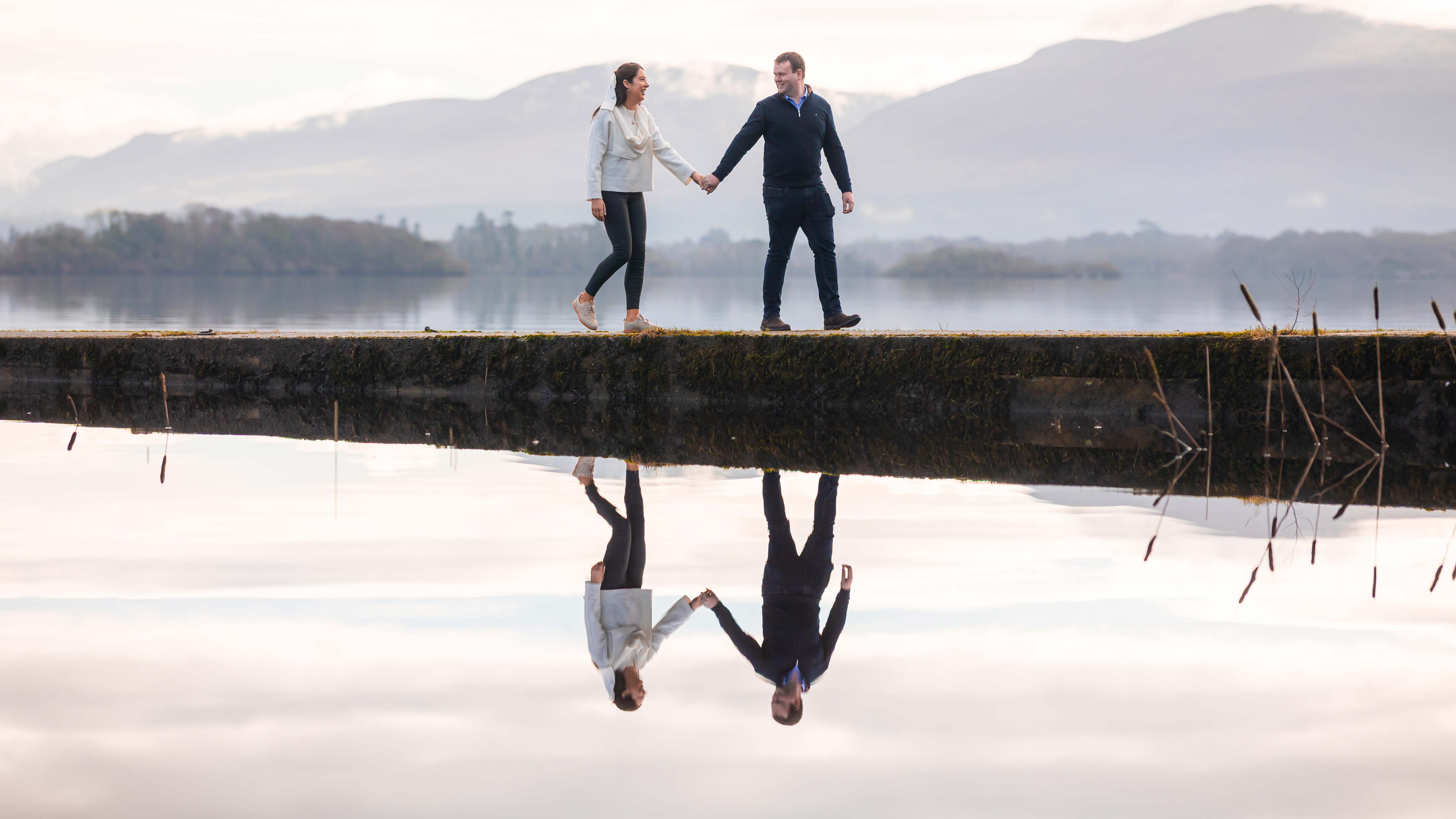 Romantic lakeside engagement session in Killarney with mountain views — JOD Photography