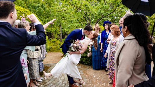 Wedding guests watching emotional ceremony in Waterford