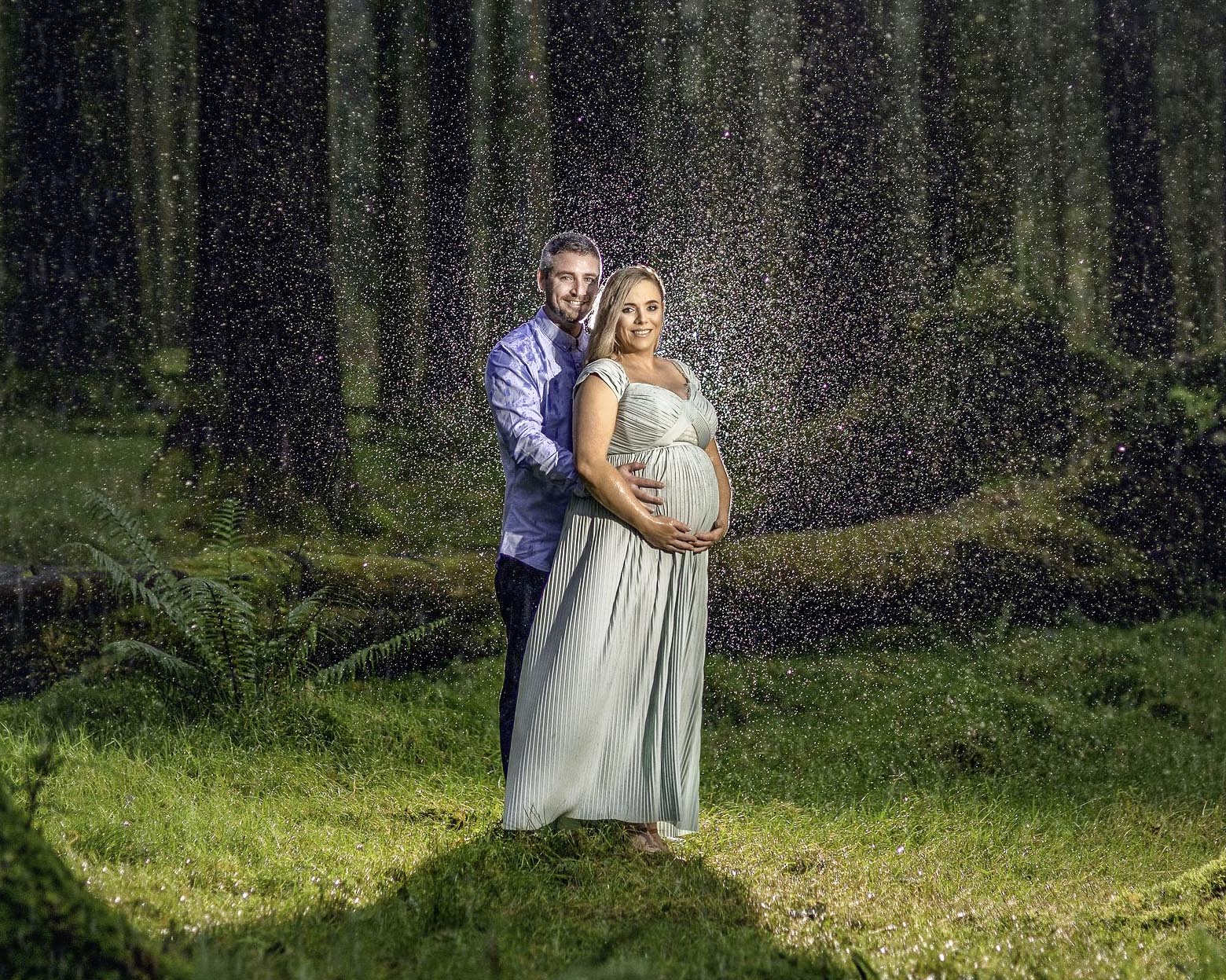 JOD Photography capturing a romantic rainy forest maternity session near Gougane Barra in County Cork Ireland