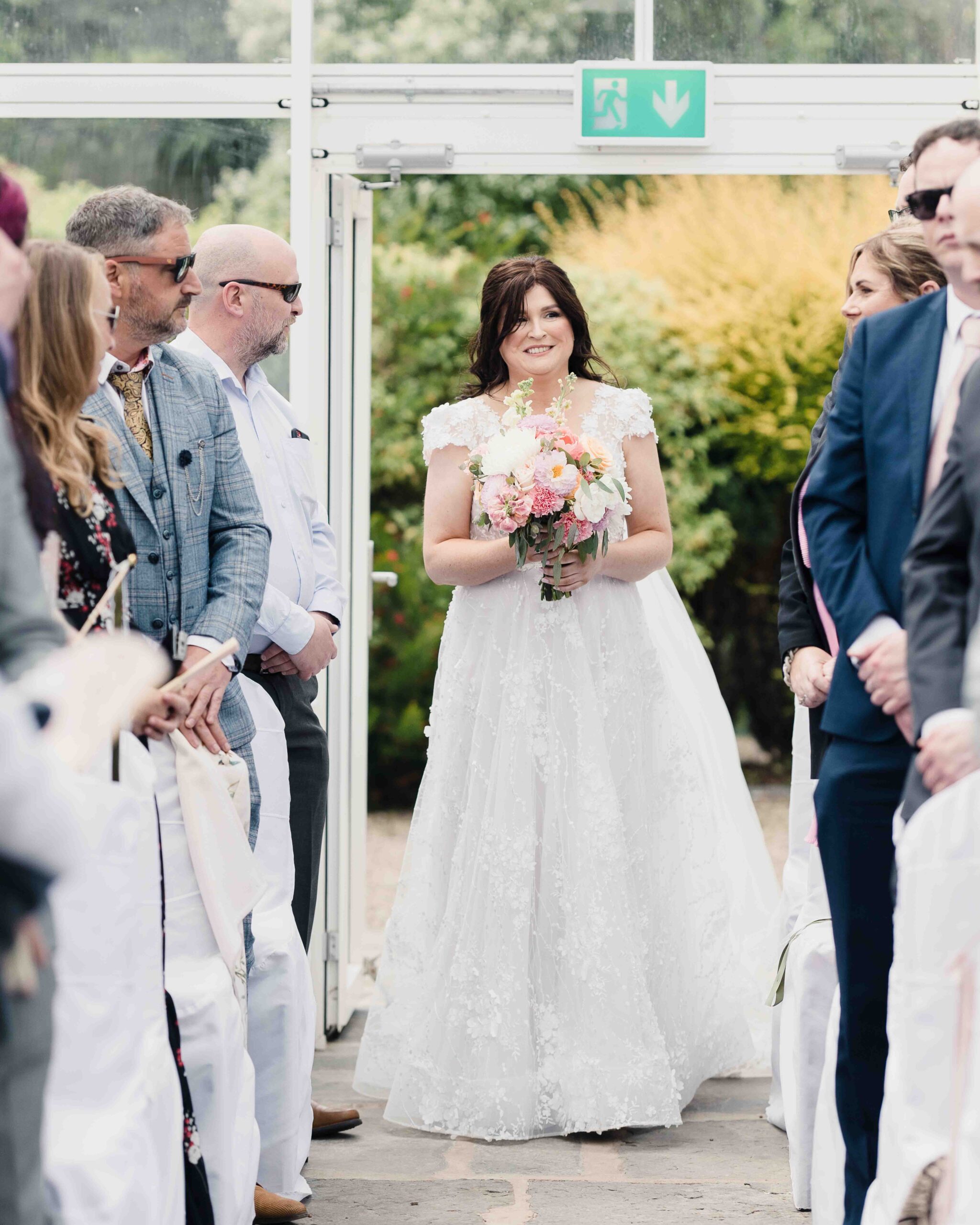 Fiona smiling during outdoor wedding ceremony in County Clare
