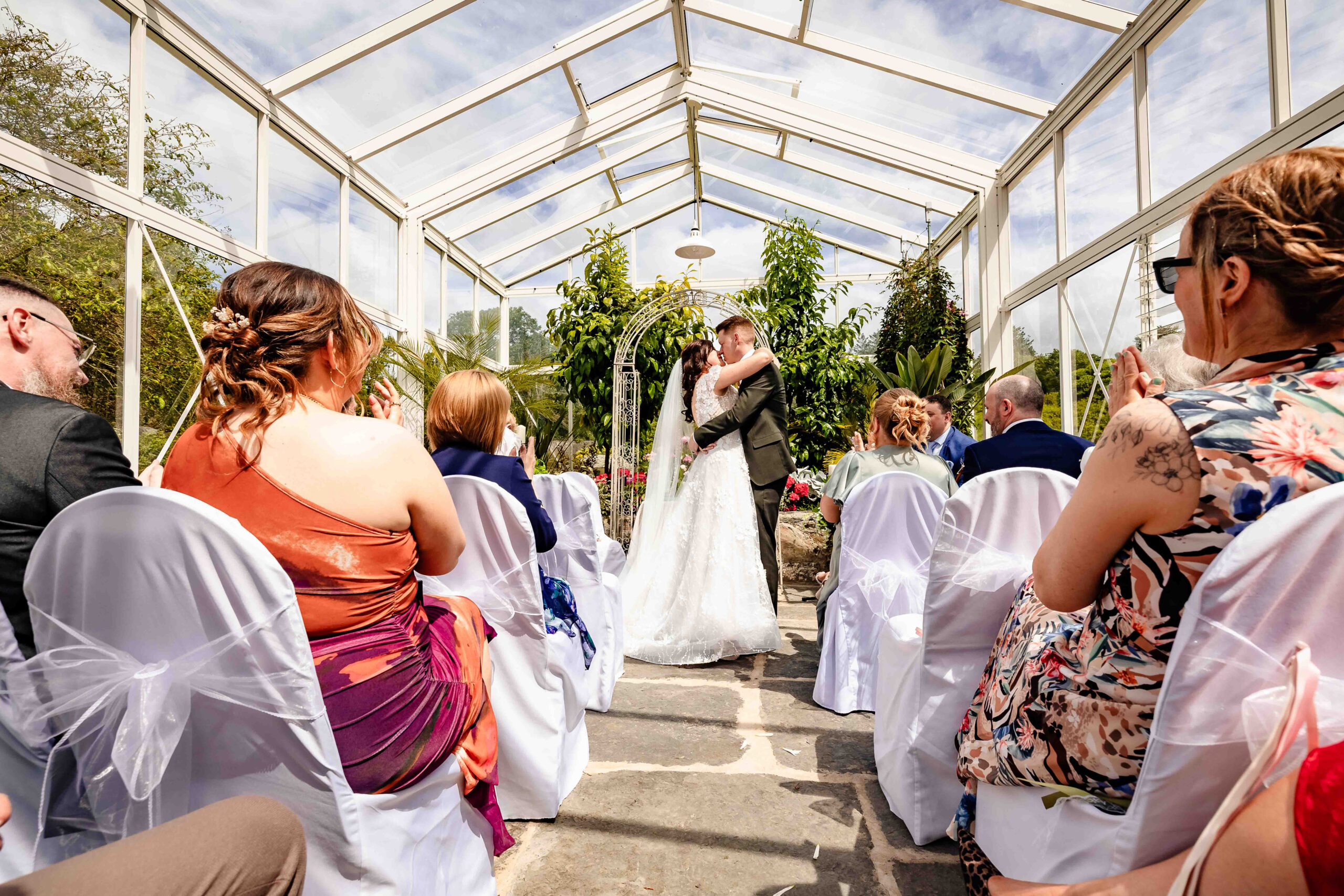 Bride and groom enjoying wedding day together
