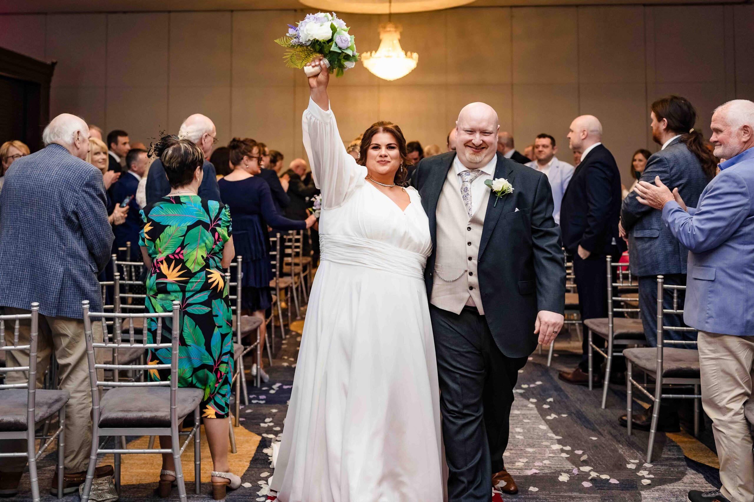 Elaine walking down the aisle at Carrigaline Court Hotel