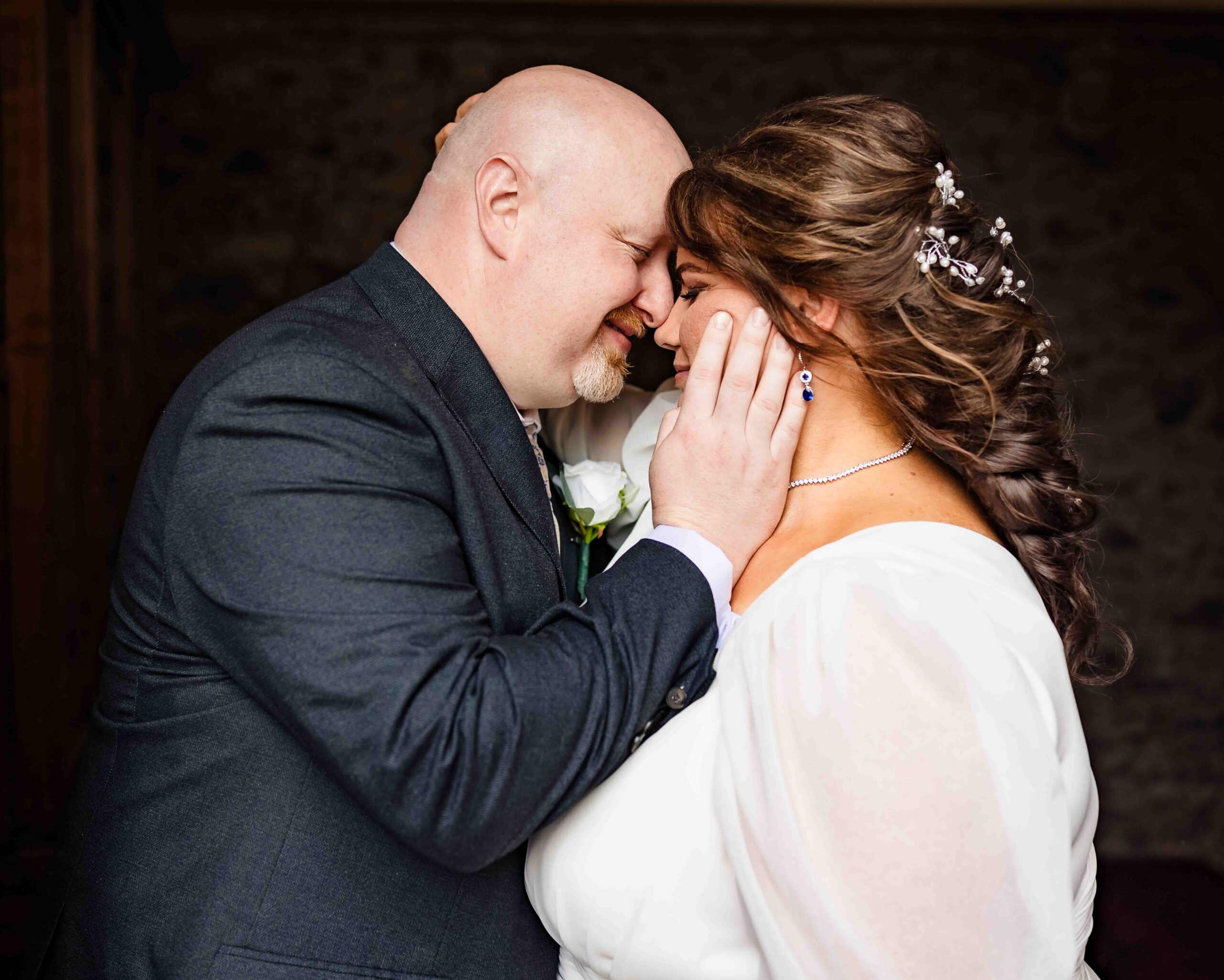 Romantic wedding photographs at Ballea Castle grounds