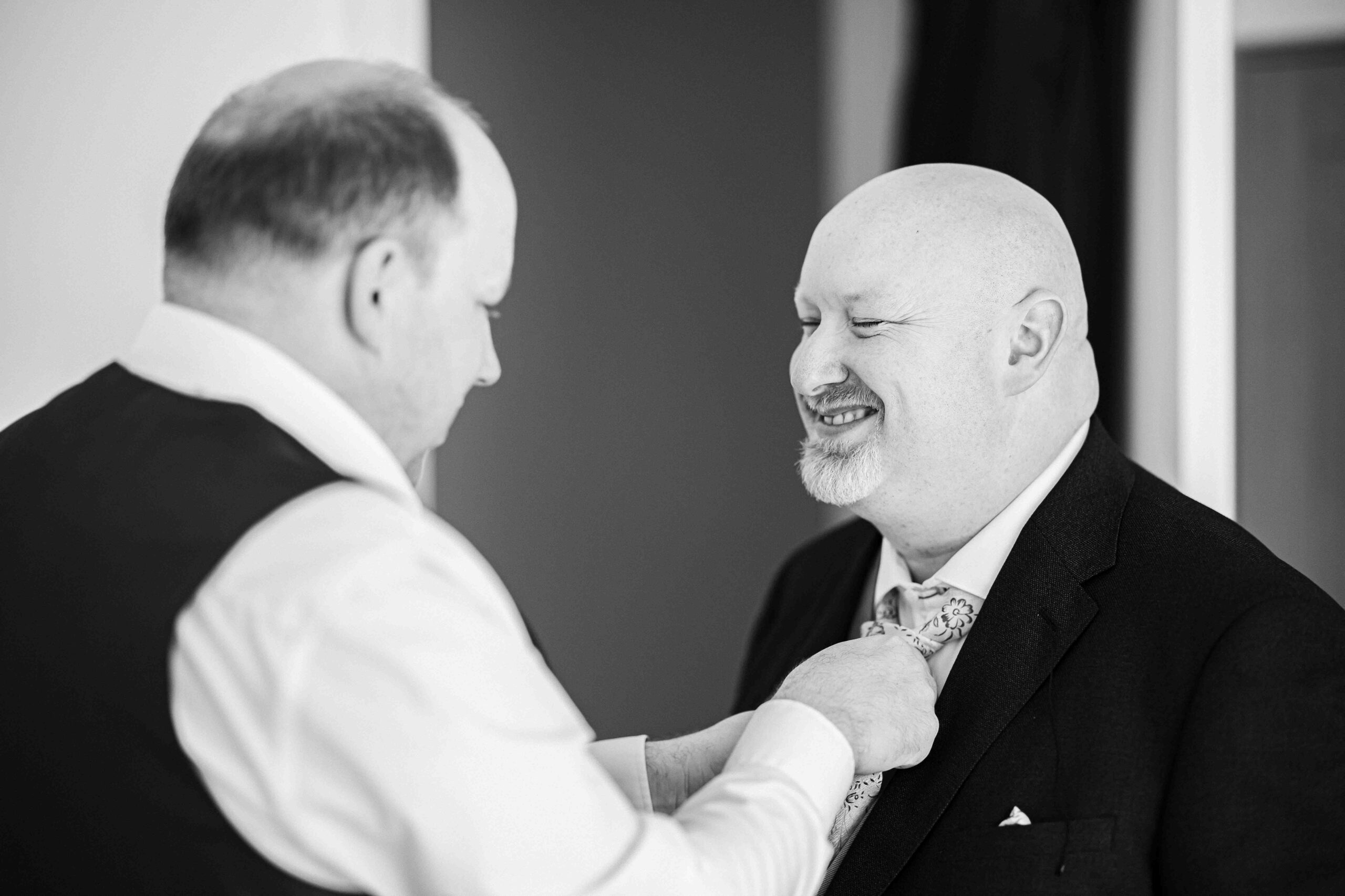 Chris getting ready with his groomsmen