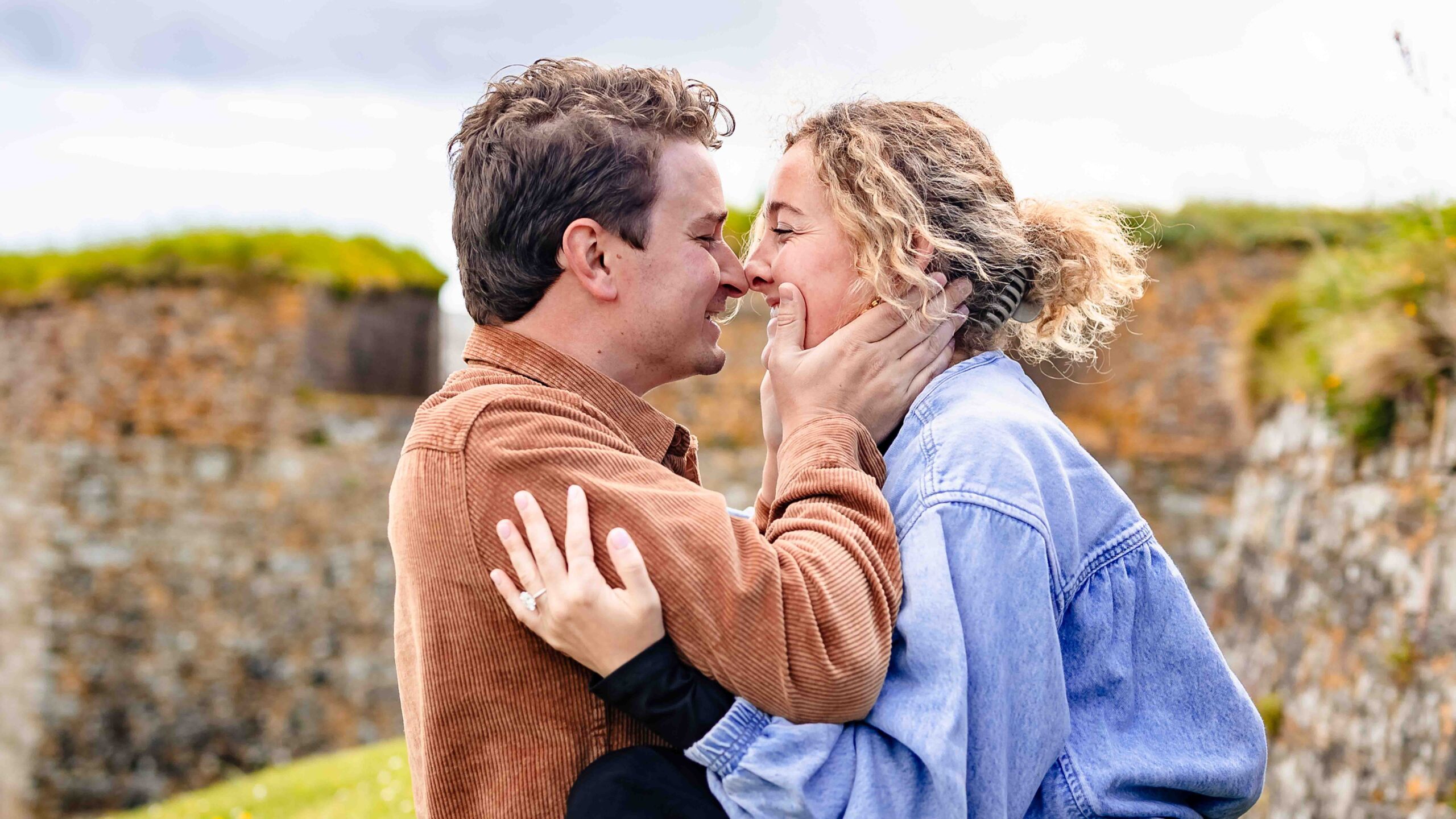 Morgan showing her engagement ring at Charles Fort