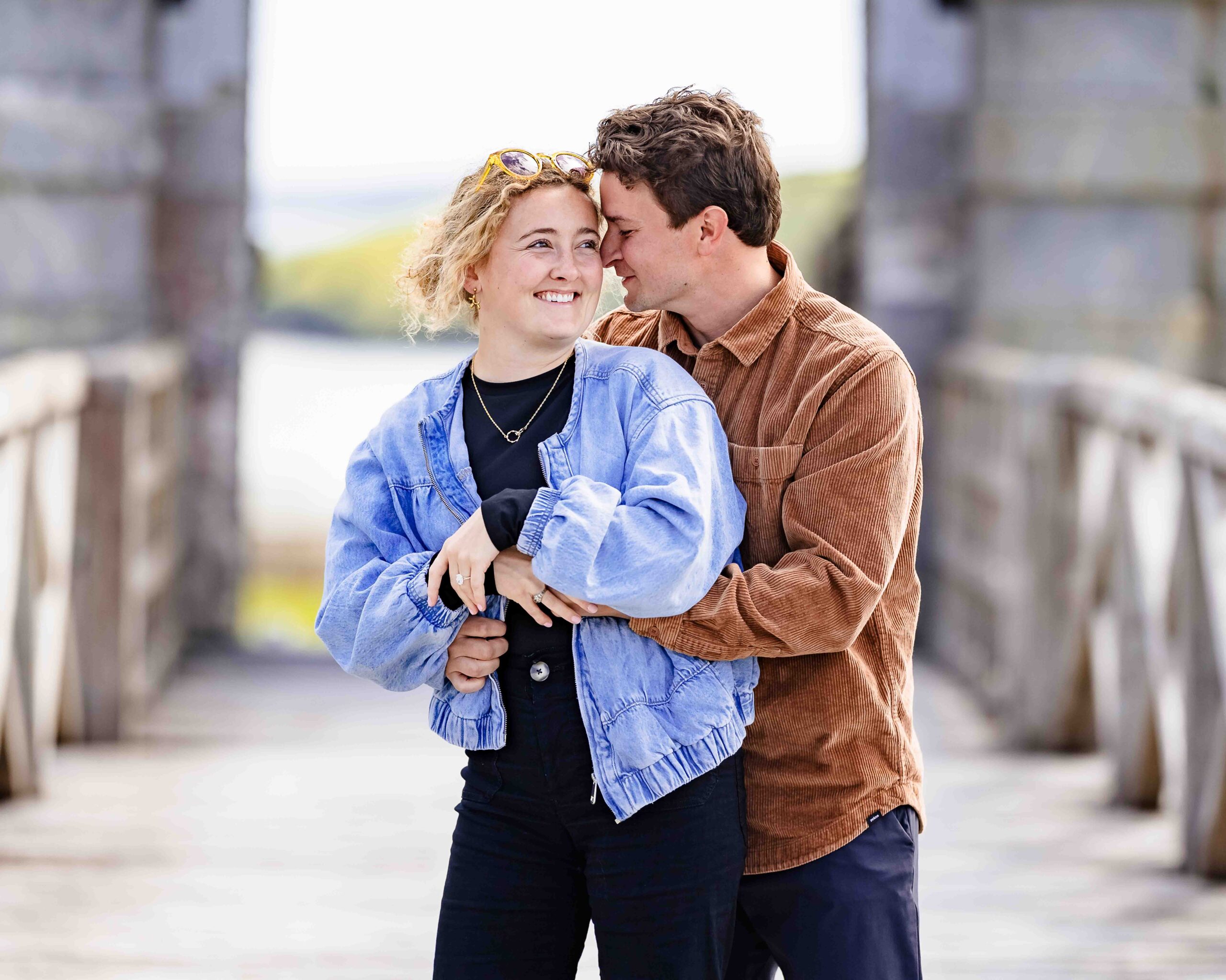 Couple celebrating engagement at Charles Fort