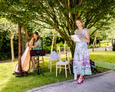 Wedding photographs among the flowers