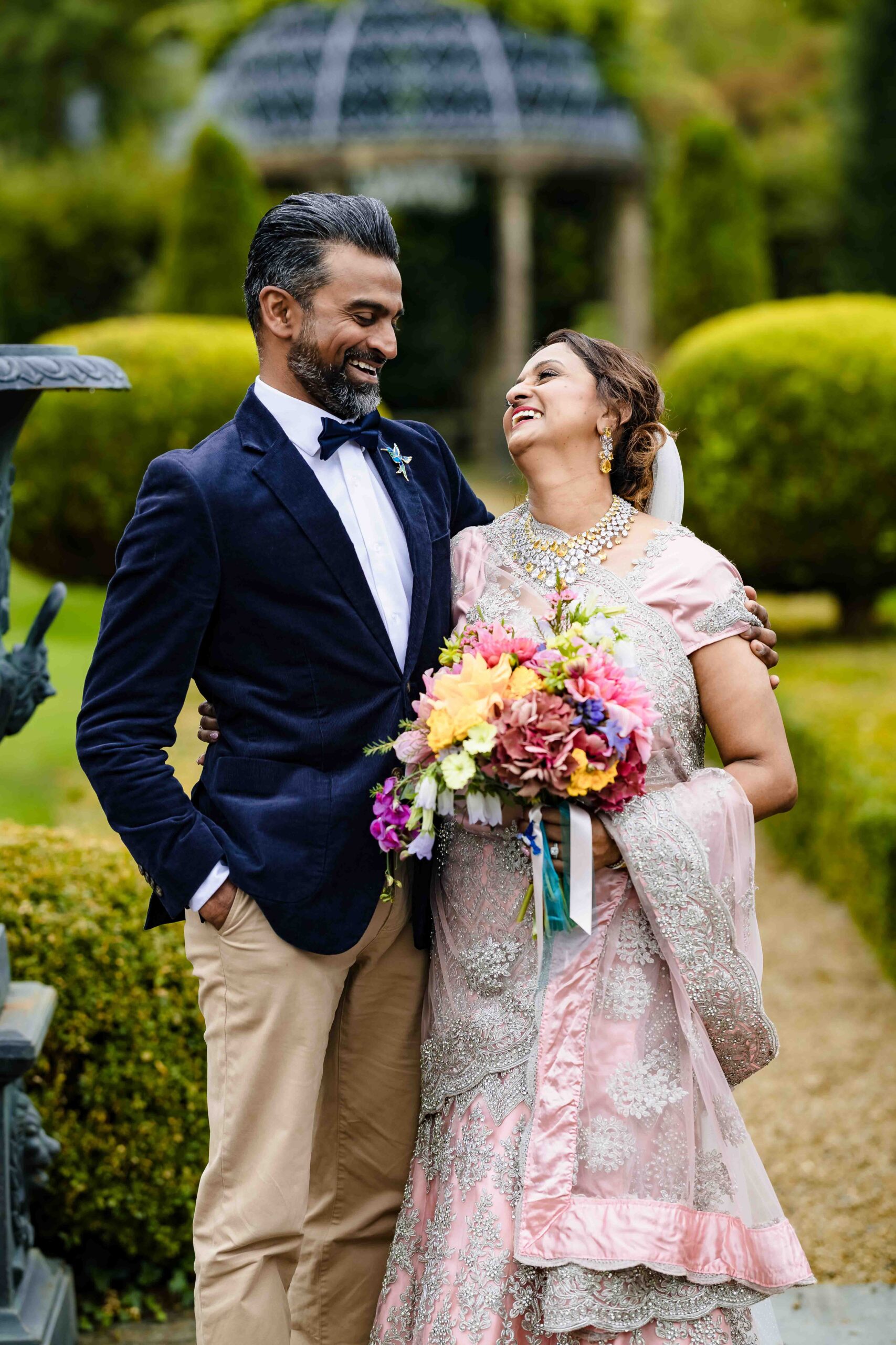 Monita and Damien celebrating their colourful destination wedding at Ballyseede Castle after travelling from New Zealand.