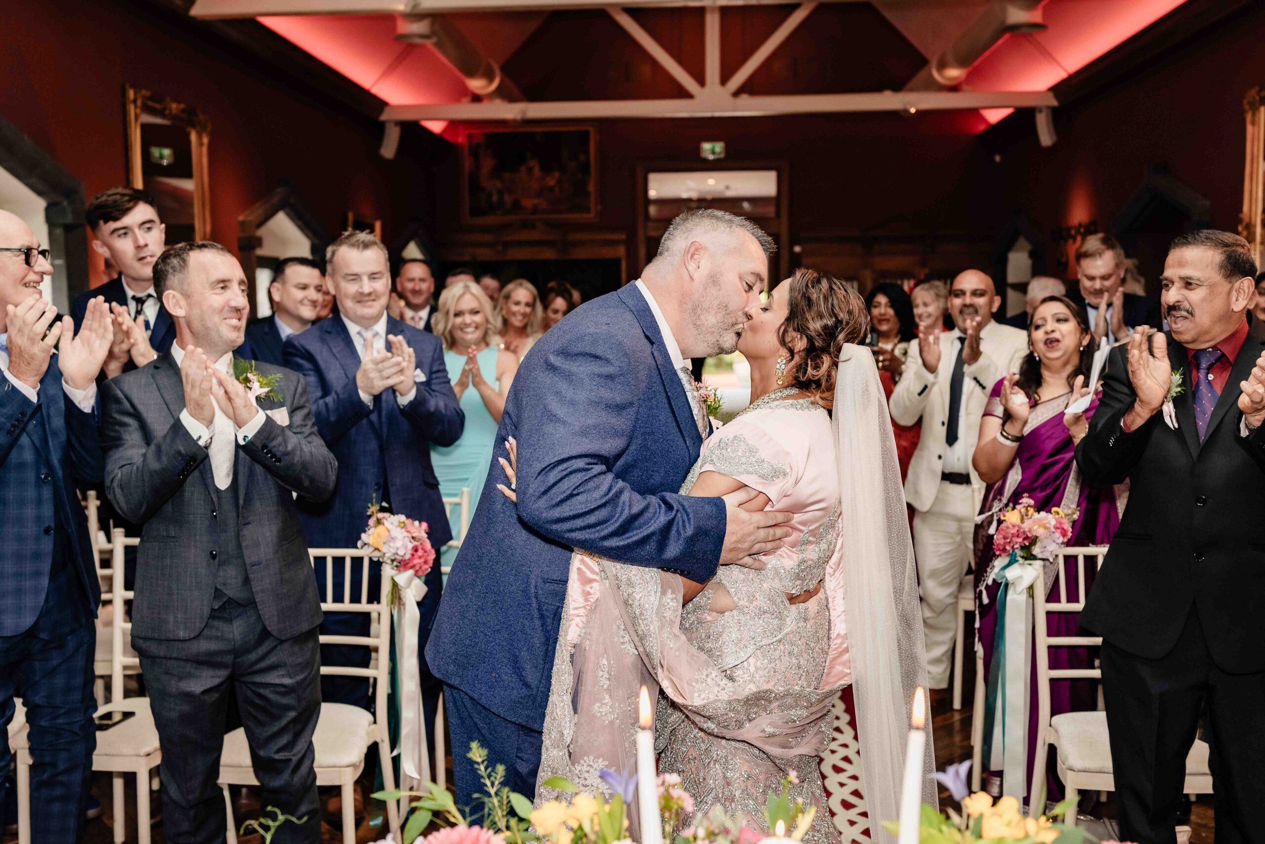Emotional moment as Monita arrives with her father for her wedding ceremony at Ballyseede Castle.