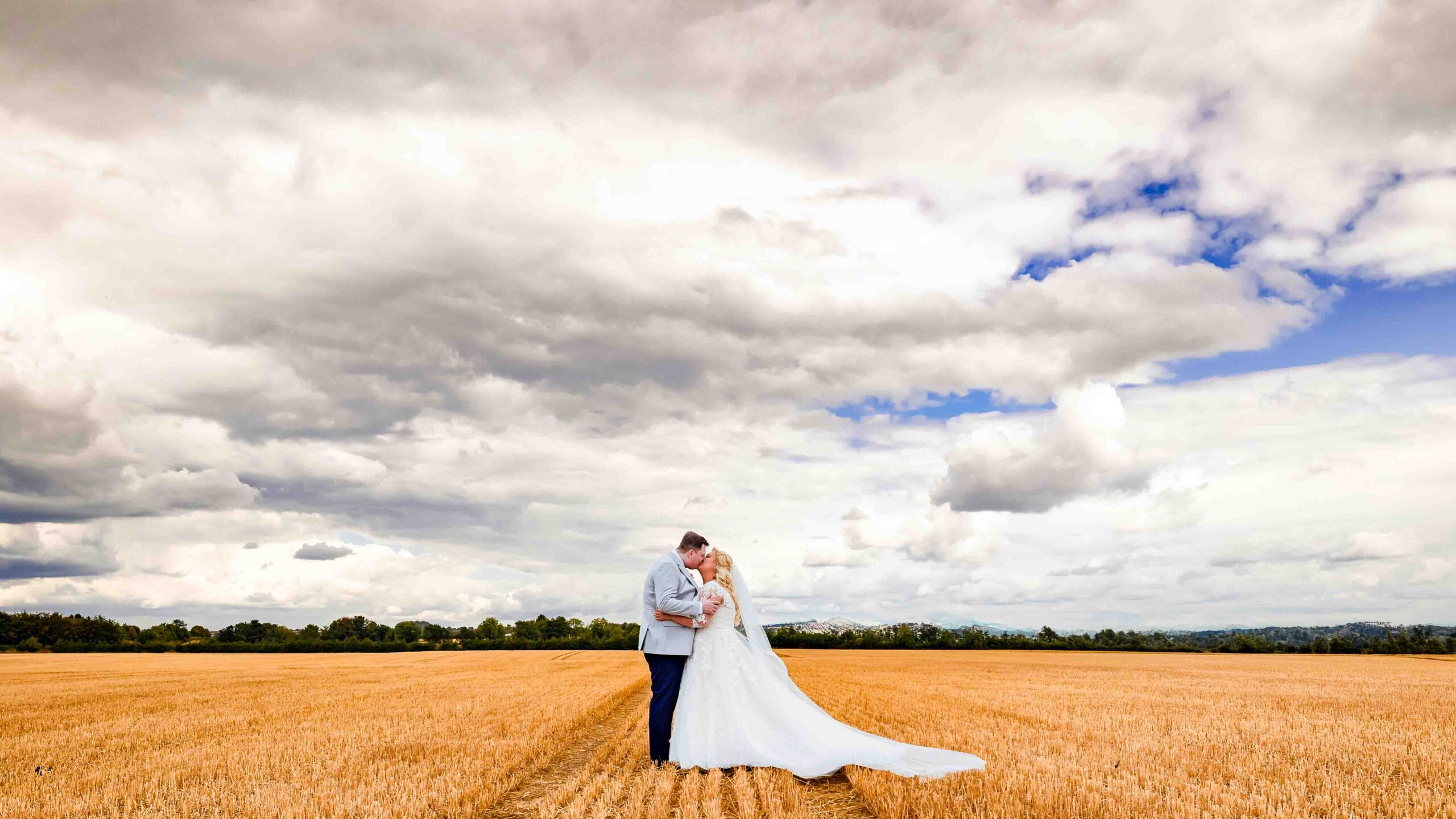 Caitlin and Jason enjoying sunset wedding photographs in Athy