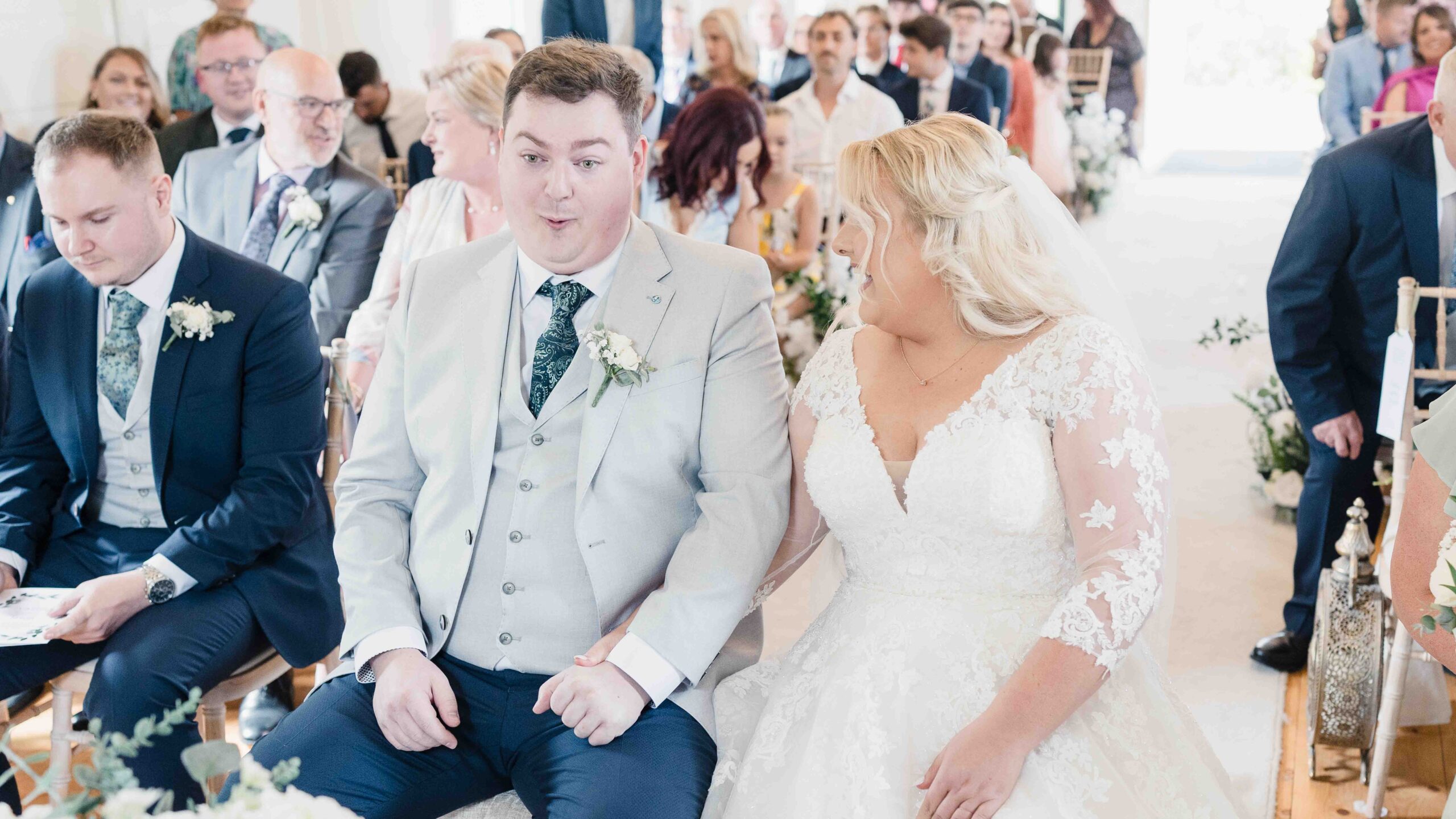 Jason's reaction to seeing Caitlin beside him during their wedding ceremony