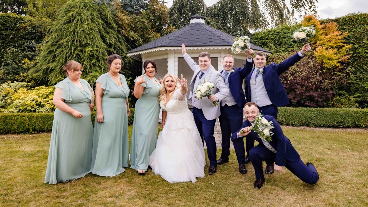 Relaxed wedding photography in the gardens at Clanard Court Hotel