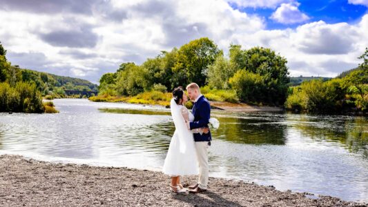 Audrey and Ben celebrating after becoming husband and wife in Cork