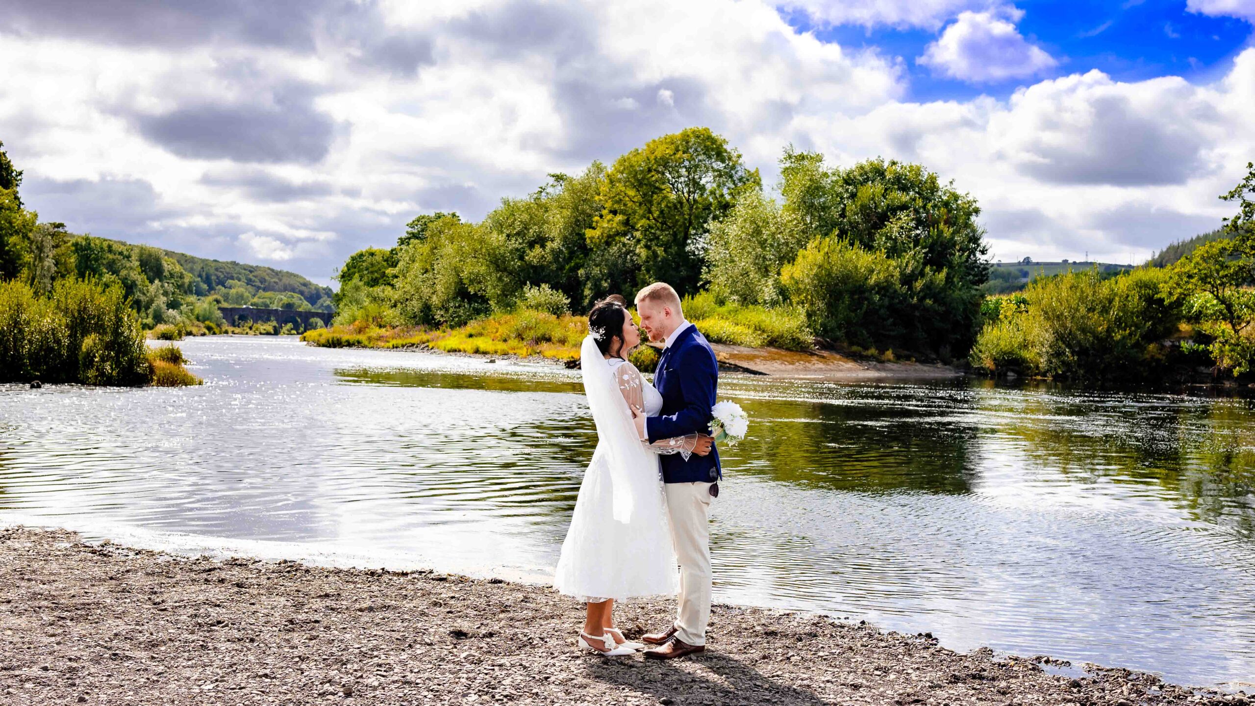 Audrey and Ben celebrating after becoming husband and wife in Cork