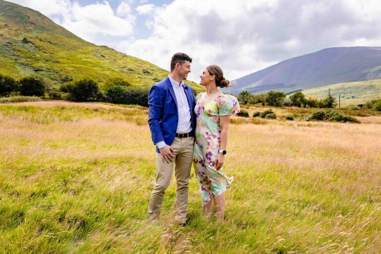 Aíne and Ciarán sharing a quiet moment in the Kerry landscape