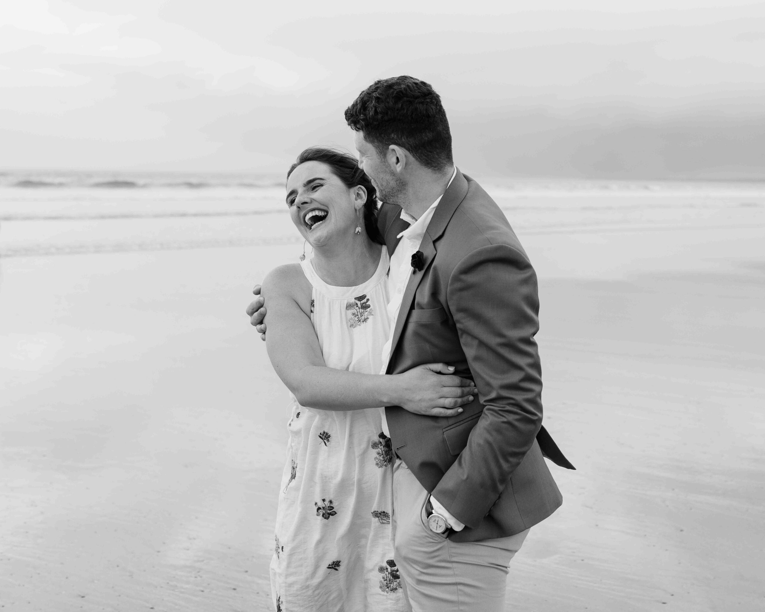Aíne and Ciarán enjoying the Atlantic with their children after their elopement