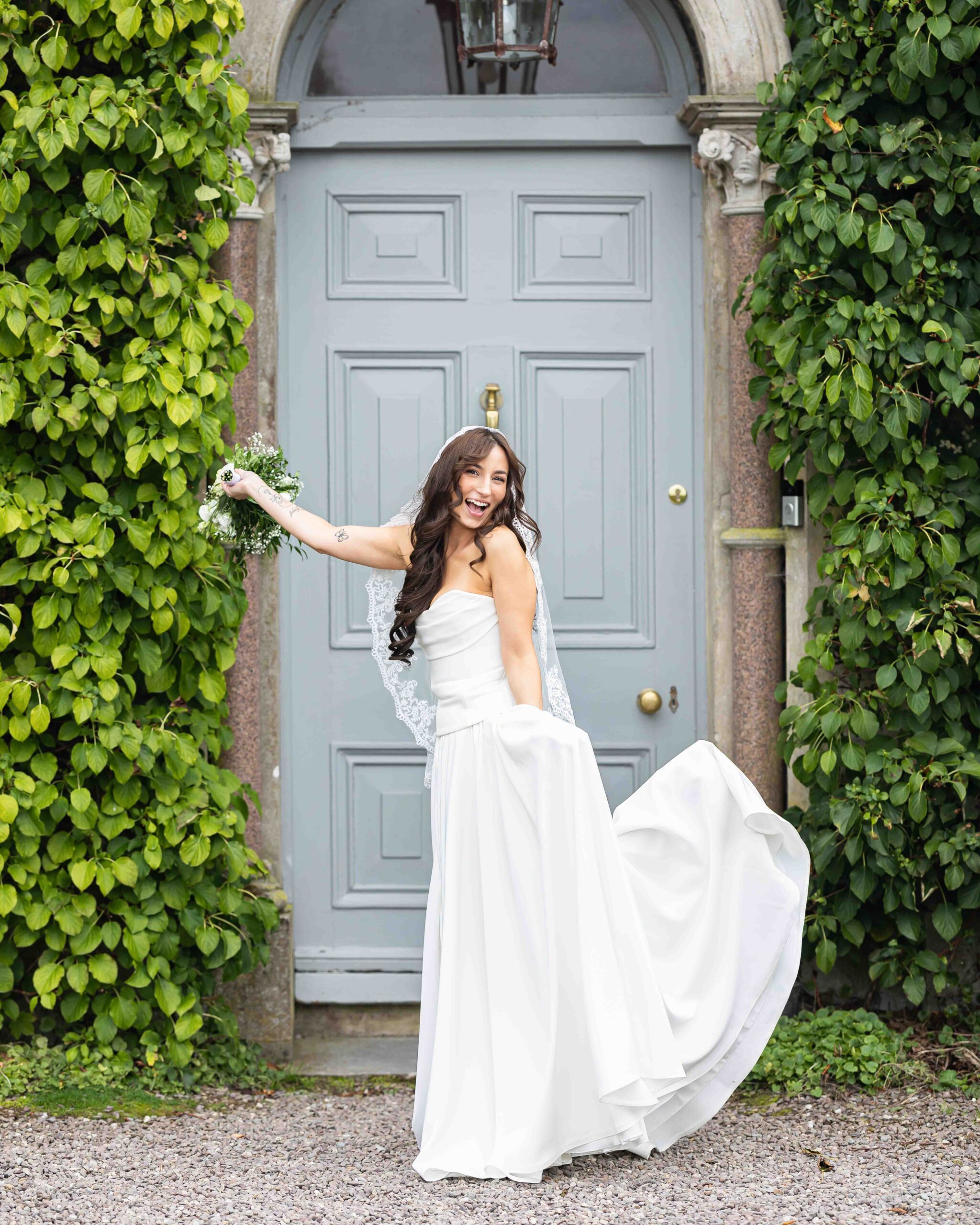Andzelika and Evan meeting at the top of the aisle at Ballyvolane House – JOD Photography
