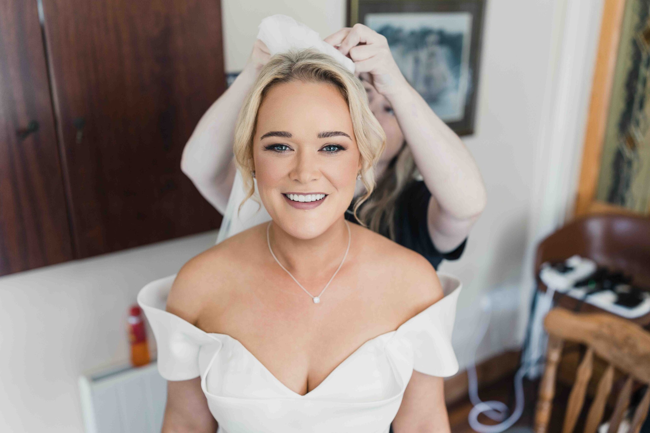Sinéad getting ready at her family home in Ballinspittle before her Kinsale wedding