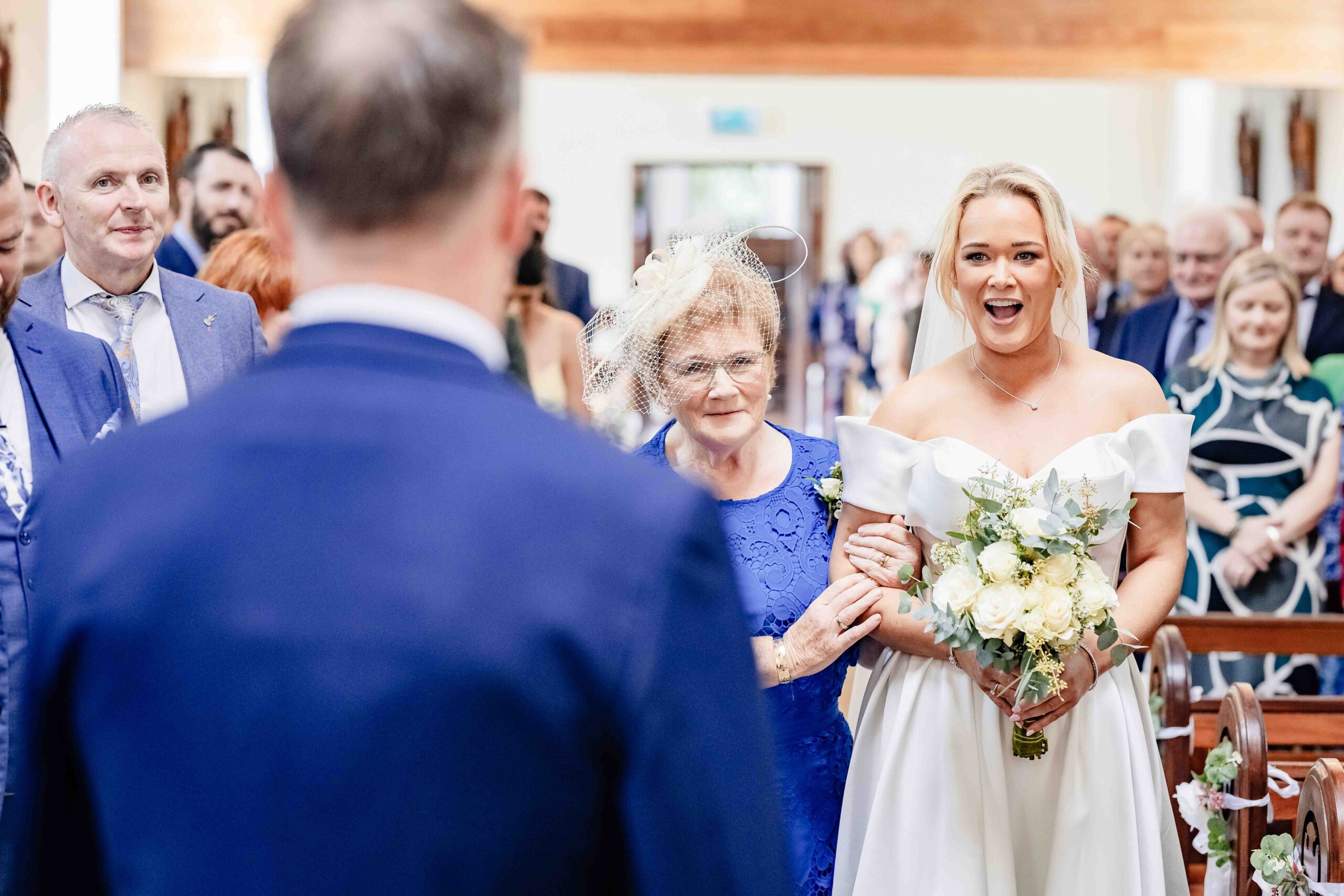 Sinéad arriving for her wedding ceremony at Holy Trinity Church in Ballinspittle